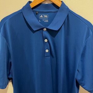 Adidas Mens Polo Shirt Large Sportwear Short Sleeve Blue Golf Tennis lightweight